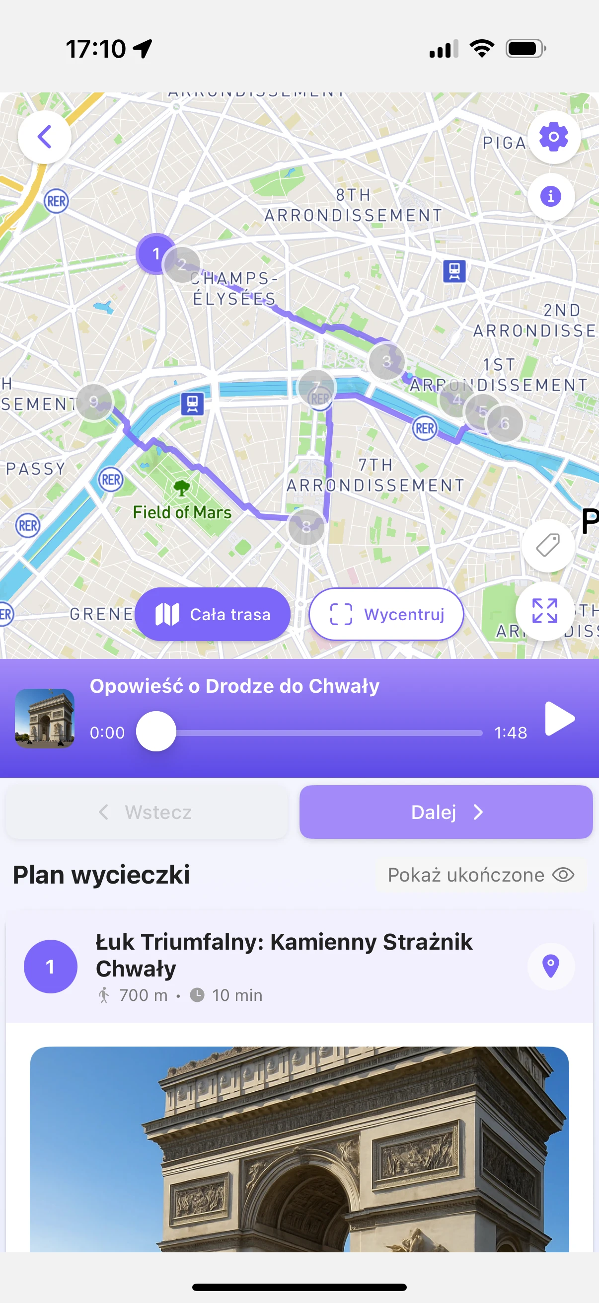 Aktywna wycieczka z mapą i odtwarzaczem audio